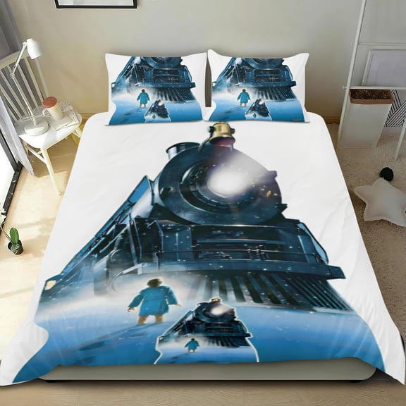 The Polar Express Themed Bed Sheet Set Three Piece Set 53x79 In ches Comfortable And Skin Friendly Unique Design Creating A Star Gifts For Family Friends fans