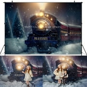 Polar Express Train Backdrops All Aboard Theme Kids Baby Portrait Photocall Girl Adult Photostudio Christmas Winter Background