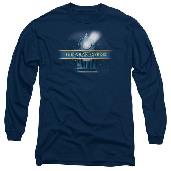 Trevco Sportswear WBM375-AL-1 Polar Express Train Logo Adult Long Sleeve T-Shirt, Navy - Small
