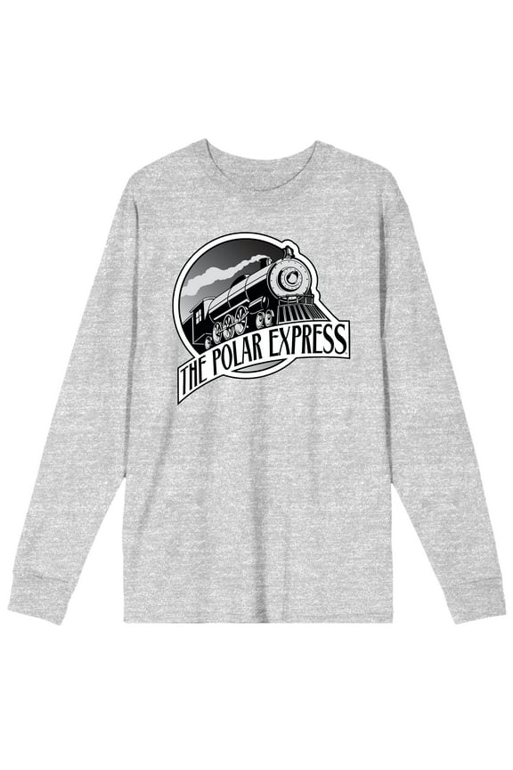 Polar Express Train Logo Men's Athletic Heather Long Sleeve Shirt-Large