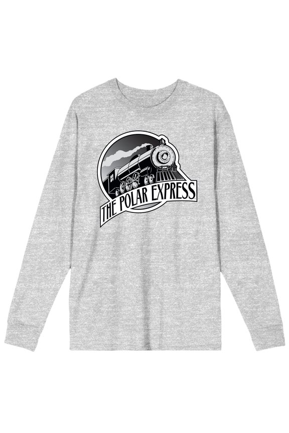 Polar Express Train Logo Men's Athletic Heather Long Sleeve Shirt-Medium