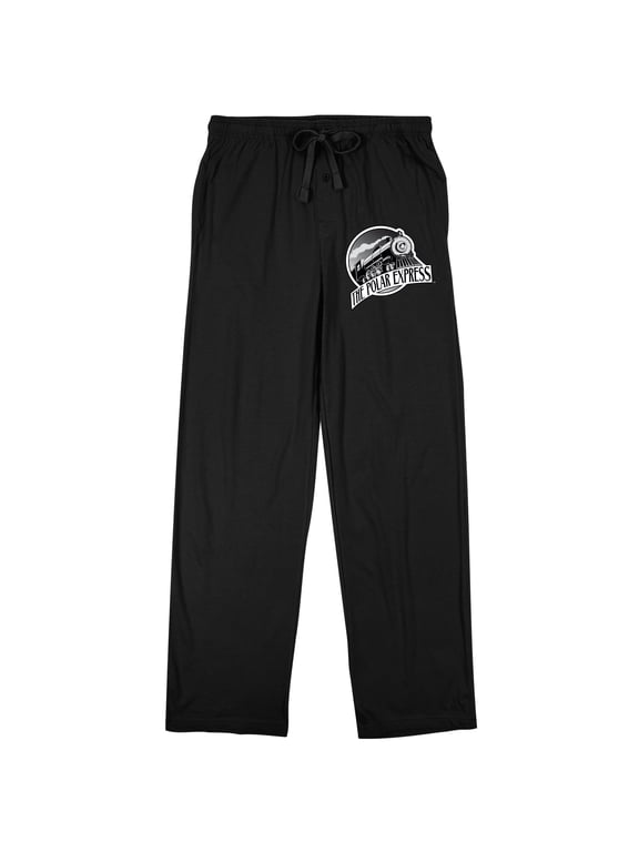 Polar Express Train Logo Men's Black Sleep Pajama Pants-XXL