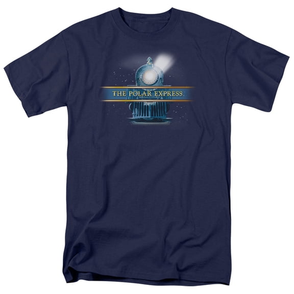 Trevco Sportswear WBM375-AT-7 Polar Express Train Logo Adult Regular Fit Short Sleeve T-Shirt, Navy - 4X