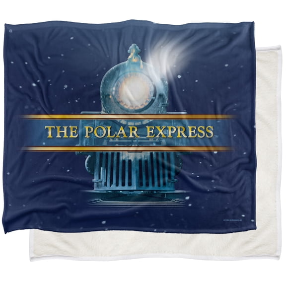 Polar Express Train Logo Silky Touch Sherpa Back Super Soft Throw Blanket