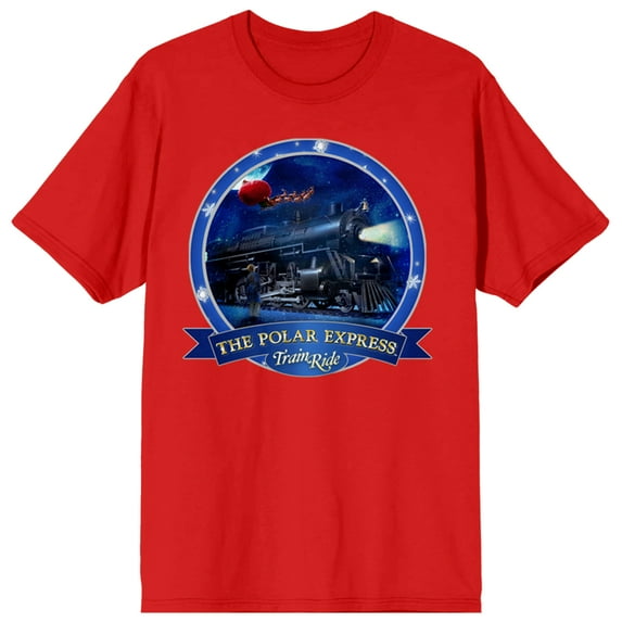 Polar Express Train Ride Logo Crew Neck Short Sleeve Red Women's T-shirt-Large