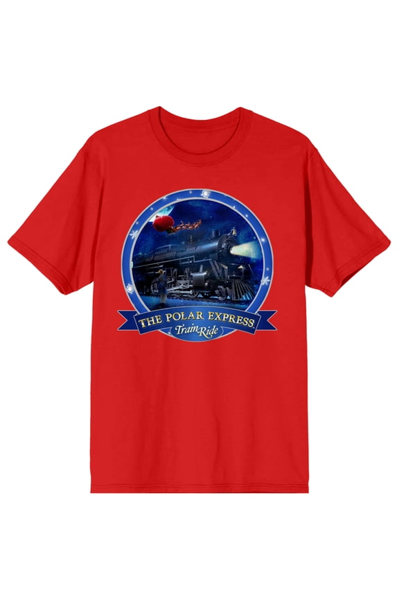 Polar Express Train Ride Logo Crew Neck Short Sleeve Red Women's T-shirt-XL