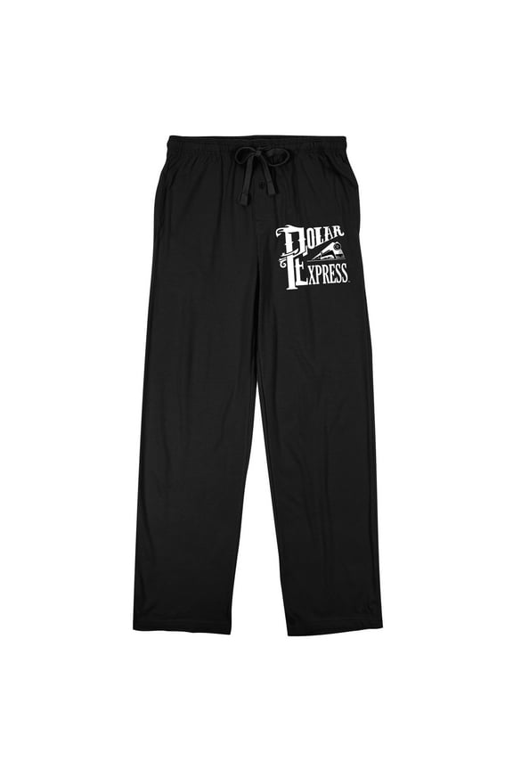 Polar Express Train Vector Art Men's Black Sleep Pajama Pants-Small