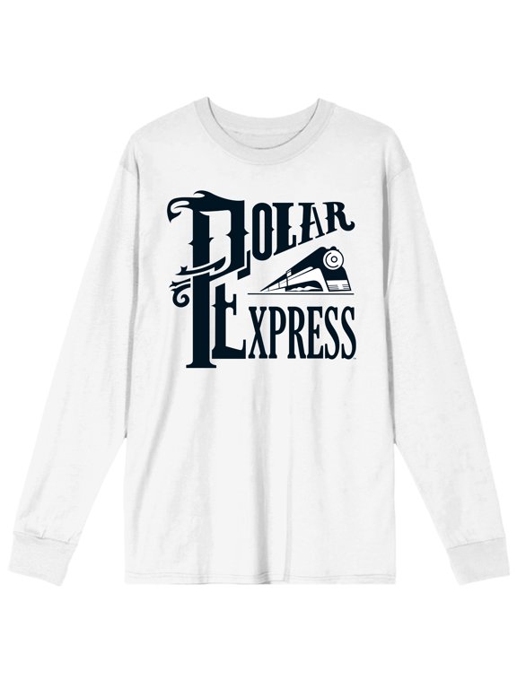 Polar Express Train Vector Art Men's White Long Sleeve Shirt-Medium