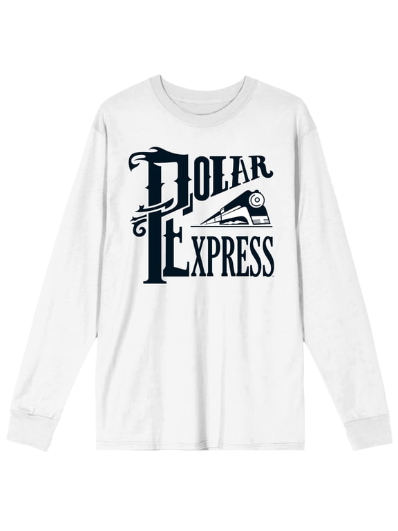 Polar Express Train Vector Art Men's White Long Sleeve Shirt-XL