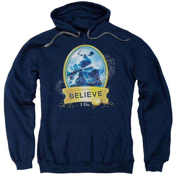 Trevco Sportswear WBM373-AFTH-2 Polar Express True Believer Adult Pullover Hoodie, Navy - Medium