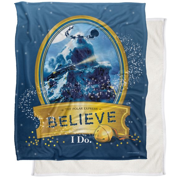 Polar Express True Believer Silky Touch Sherpa Back Super Soft Throw Blanket