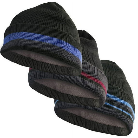 Polar Extreme 2 Pack Men's Thermal Cuffed Beanie Winter Fleece Lined Folded Hat Cap (Assorted Colors)