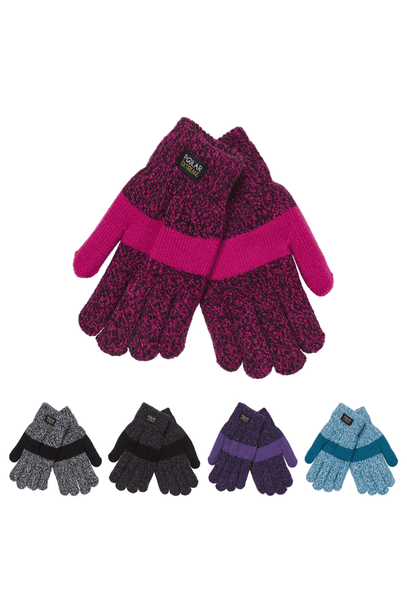 Heat Women's Marl Knit Glove with Sherpa Lining, Fuchsia