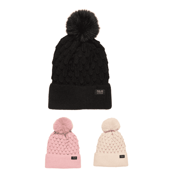 Polar Extreme Heat Women's Sherpa Lined Knit Hat, Black