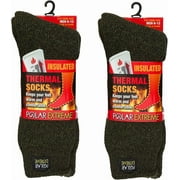 POLAR EXTREME Insulated Thermal Socks with Fleece Lining Pack of 2- Olive