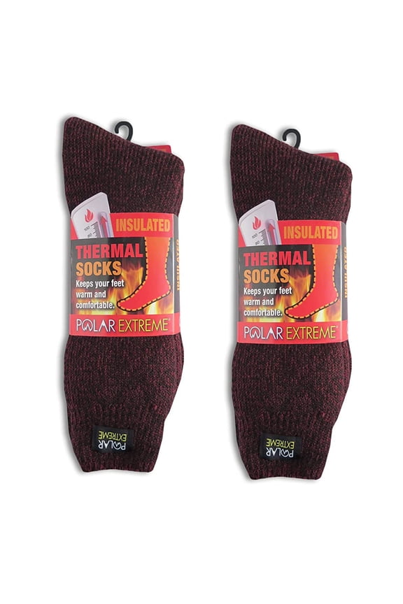 Insulated Thermal Socks with Fleece Lining Pack of 2 (Red)