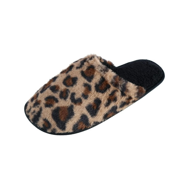 Polar Extreme Leopard Print Sherpa Lined Slippers (Women
