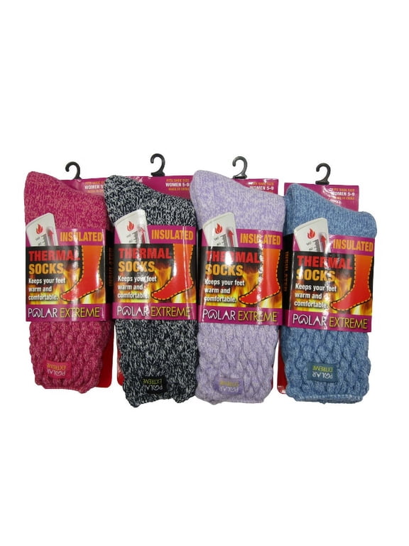 Thermal Extra Heavy Acrylic Winter Marled Knit Top Socks Matching 2-Pack Random