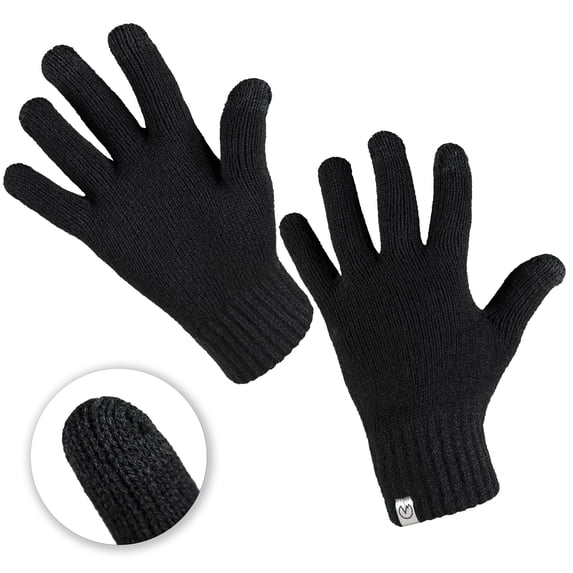 Polar Extreme Winter Warm Thick Soft Touch Screen Texting Gloves With Fleece Lining (Black)