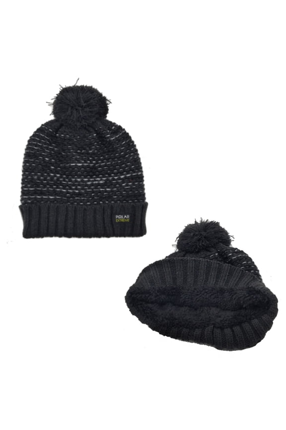 Woman's Insulated Sherpa Lined Thermal Winter Hat with Pom Pom (Dark Gray)