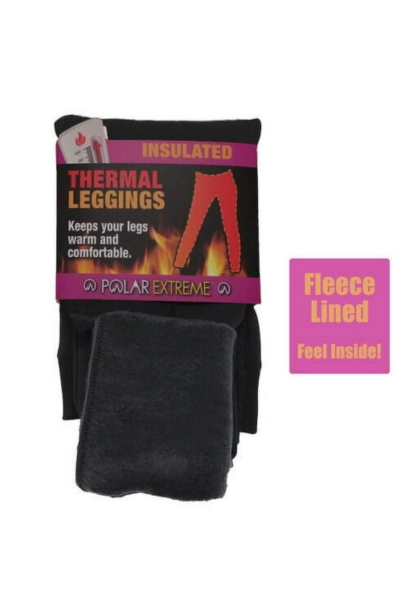 Women's Thermal Sherpa Leggings Insulated Black Polyester Fleece Lined (L/XL)