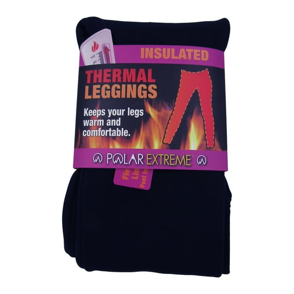Polar Extreme Women's Thermal Sherpa Leggings Insulated Polyester Fleece Lined (L/XL, Navy)