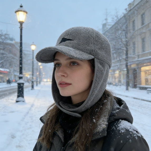 Polar Fleece Baseball Cap with Ear Flaps Winter Warm Hat Sporty Beanie Cold Weather Cap for Men Women Outdoor Athletic Hat