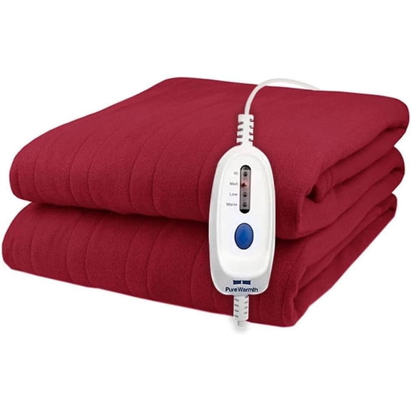 Polar Fleece Electric Heated Warming Twin Blanket Red