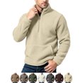 thumbnail image 1 of Men's Pullover Fleece Half Zip Stand Collar Long Sleeve Loose Fit Front Pocket Casual Winter Tops, 1 of 9