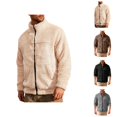 thumbnail image 1 of Polar Fleece Jacket Men Fall Winter Long Sleeve Loose Casual Stand Collar Zip Up Jackets with Pockets Fuzzy Coat Outerwear, 1 of 4