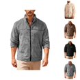 thumbnail image 1 of Polar Fleece Jacket Men Fall Winter Long Sleeve Loose Casual Stand Collar Zip Up Jackets with Pockets Fuzzy Coat Outerwear, 1 of 9