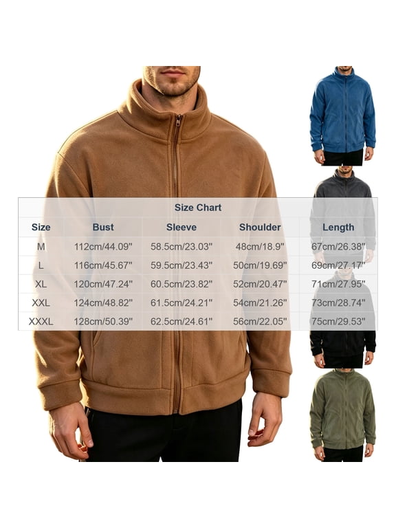 Polar Fleece Jacket Men Warm Fleece Lightweight Zip Up Coat 2026 Winter Fall