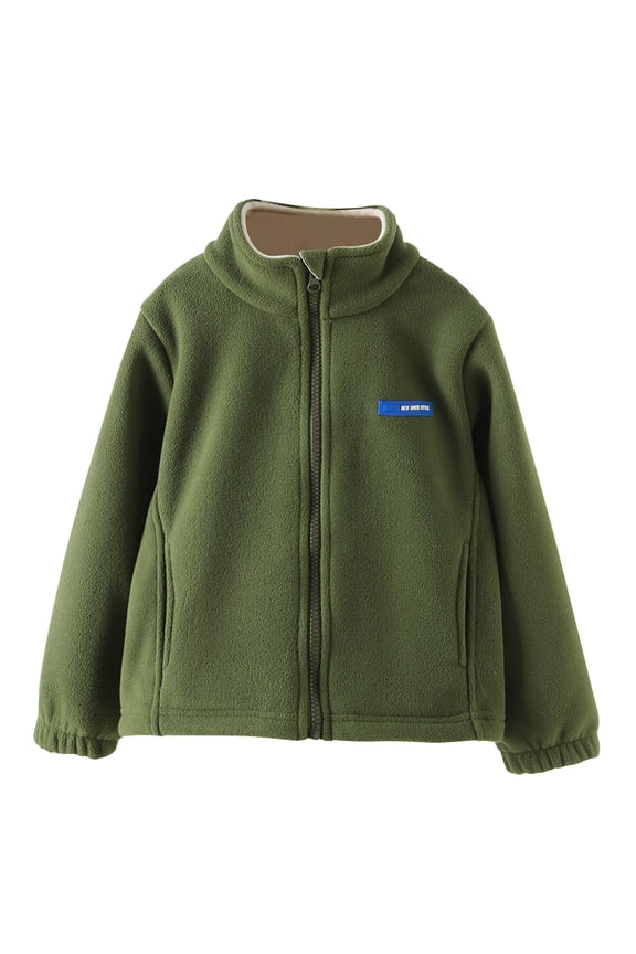 Polar Fleece Jacket for Boys Girls Long Sleeve Winter Warm Zip Up Outerwear Coat 3T 4T 5T 6T 7T 8T 9T Thick Kids Clothing Green 3 Years