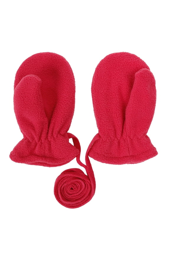 Polar Fleece Mittens with String Plush Gloves for Kids Winter Full Finger Mitten