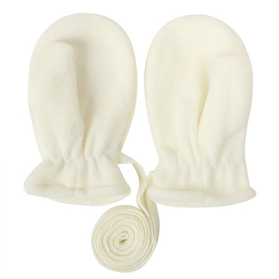 Polar Fleece Mittens with String Plush Gloves for Kids Winter Full Finger Mitten