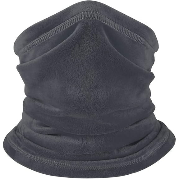 Polar Fleece Neck Warmer - Windproof Winter Neck Gaiter Cold Weather Face Mask for Men Women - 1 Pack Grey