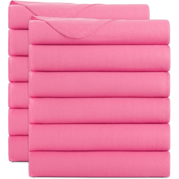 Polar Fleece Throw Blankets Bulk - (Pack of 12) Ultra Soft Cozy Blanket for Car, Camping, Couch, Office, Outdoor, Home, and Bed, 50 x 60 in, Pink