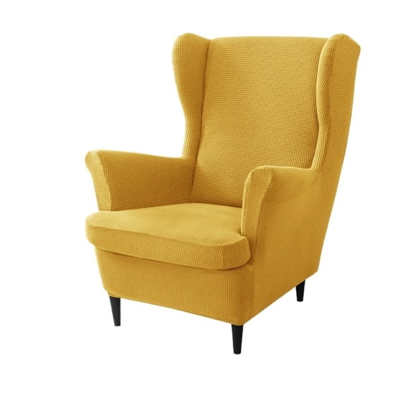 Polar Fleece Wing Chair Cover High Back Armchair Covers Elastic Non Slip Sofa Slipcovers With Seat Cushion Cover