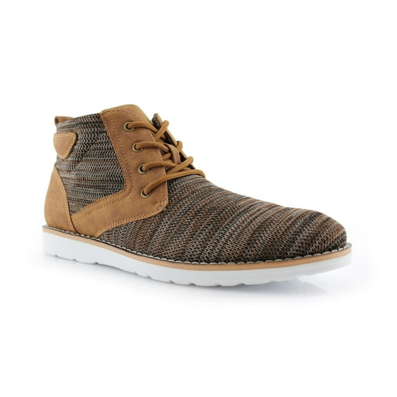 Polar Fox Bohort MPX506060 Mens Memory Foam Mid-Top Sneaker Knitted Perforated Two-Tone Casual Chukka Boots, in Brown, Men's Size 12