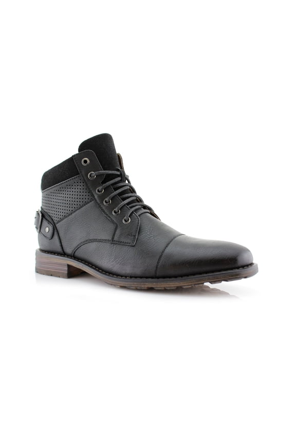 Christopher MPX806057 Mens Lace Up Casual Classic Mid-Top Combat Style Work Boots, in Black, Men's Size 10.5