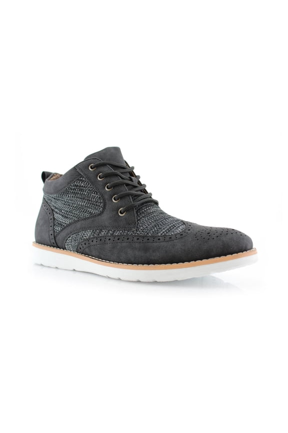 Colbert MPX506059 Wingtip Memory Foam Mid-Top Sneaker Knitted Perforated Casual Chukka Boots, in Black, Men's Size 9.5
