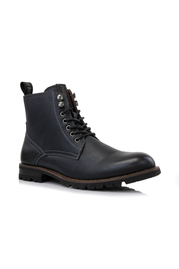 Knoxville MPX806068 Mens Casual Work Laced Classic Motorcycle Combat Zipper Boots, in Midnight Navy, Men's Size 11