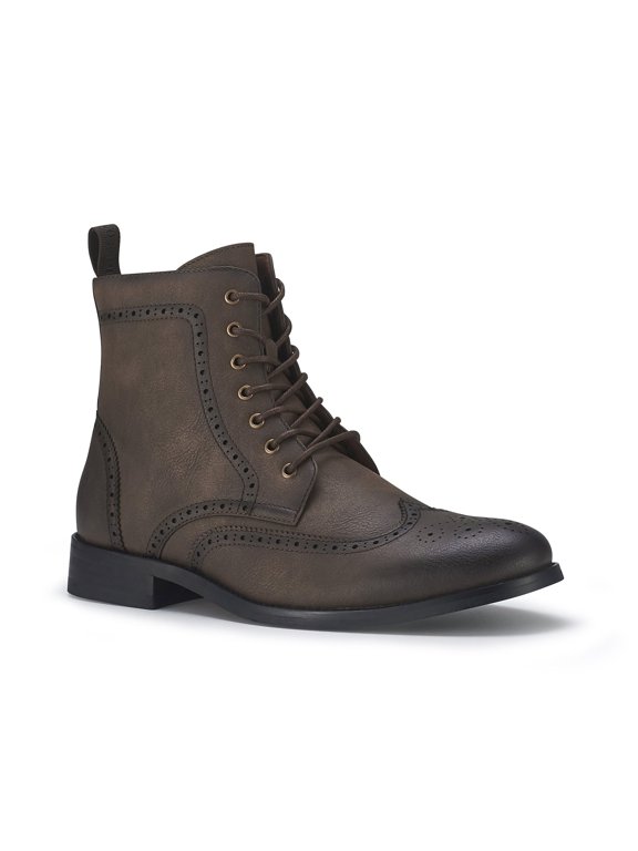 Manson MPX806091 Classic Wing-tip Burnished Style Dress Boots, in Cacao, Size 12