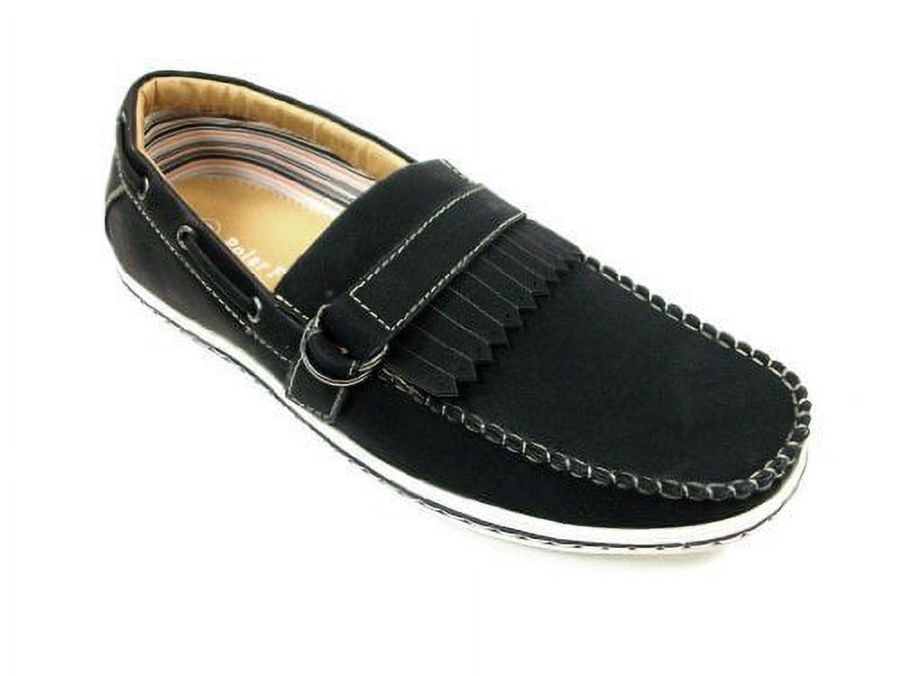 Polar Fox Mens Black Slip on Casual Driving Boat Shoes Buckle Design Styled In Italy - image 1 of 6