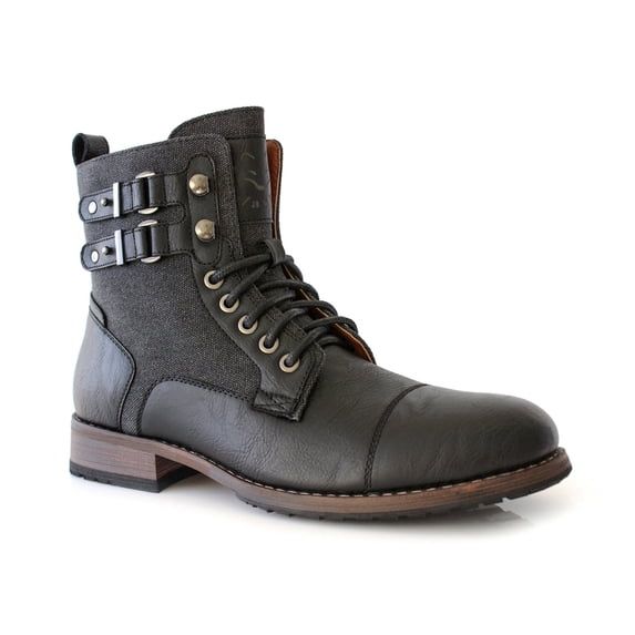 Polar Fox Mitch MPX808576 Mens Casual Cap Toe Boot Combat Zipper Boots, in Black, Men's Size 8.5