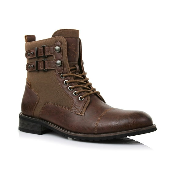 Polar Fox Mitch MPX808576 Mens Casual Cap Toe Boot Combat Zipper Boots, in Brown, Men's Size 10