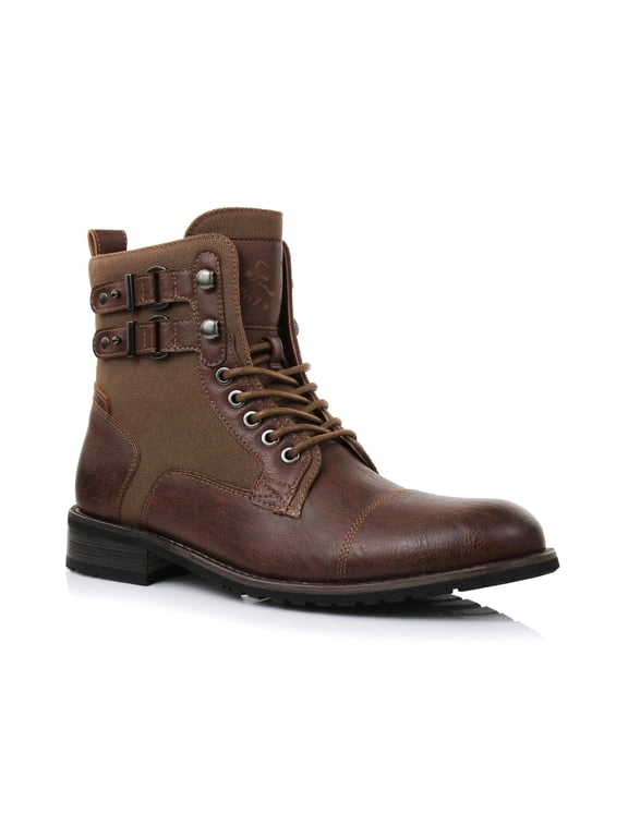Mitch MPX808576 Mens Casual Cap Toe Boot Combat Zipper Boots, in Brown, Men's Size 12