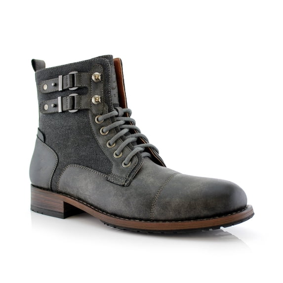 Polar Fox Mitch MPX808576 Mens Casual Cap Toe Boot Combat Zipper Boots, in Grey, Men's Size 6.5