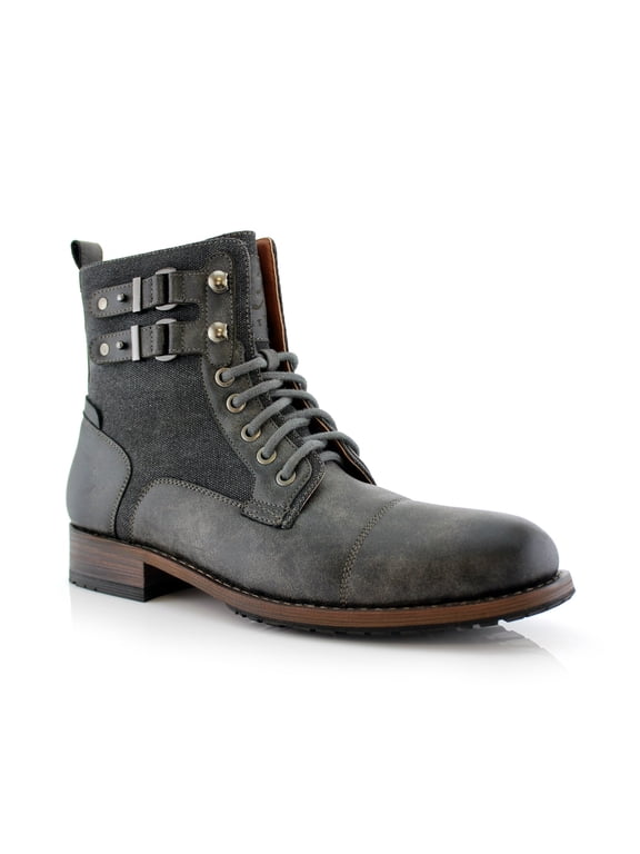 Mitch MPX808576 Mens Casual Cap Toe Boot Combat Zipper Boots, in Grey, Men's Size 7