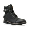 thumbnail image 1 of Polar Fox Patrick MPX808583 Men's 7-Eyelets Classic Combat Motorcycle Biker Boots with Zipper Closure, in Black, Men's Size 8.5, 1 of 7